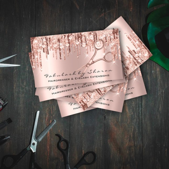 Makeup Eyelash Hairdresser Scissors Rose Crystals Business Card (Makeup Eyelash Hairdresser Scissors Rose Crystals Business Card)