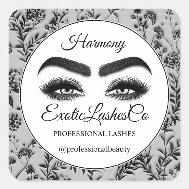 Makeup Eyelash Packaging Cleaner Floral  Square Sticker (Front)