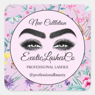 Makeup Eyelash Packaging Cleaner Pink Thank You Square Sticker