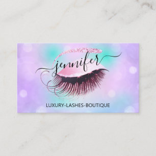 Makeup Eyelash QR Code Holograph Violet Business Card