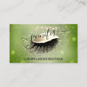 Makeup Eyelash QR Code Logo Glitter Gold Woodland Business Card
