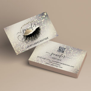 Makeup Eyelash QR Code Logo Glitter Lux Gold Business Card