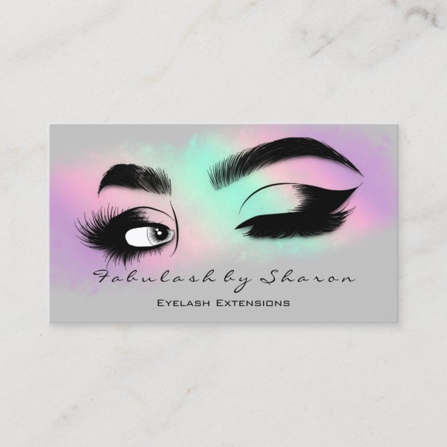 Makeup Eyelash QR CODE Logo Microblading Brow Pink Business Card (Front)