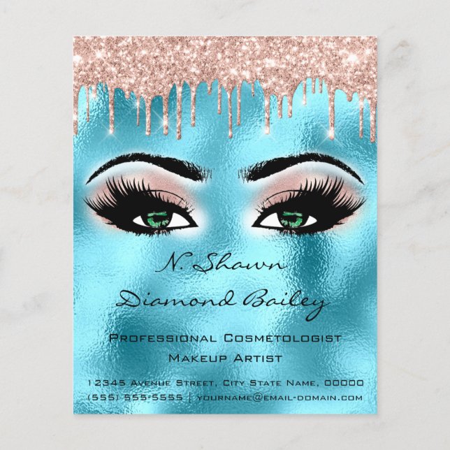 Makeup Eyelashes Beauty Salon  Eyes Drips Blue Flyer (Back)