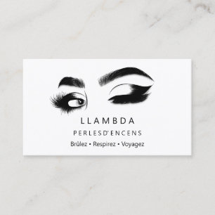 Makeup Eyelashes Brows Minimal Logo White Gold   B Business Card
