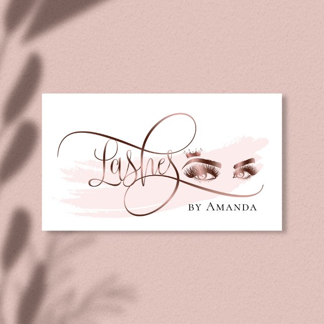 Makeup Eyes Crown Lashes Rose Gold Business Card (Creator Uploaded)