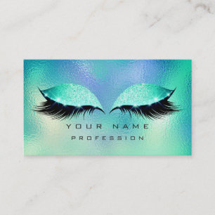 Makeup Eyes Lashes Glitter Glass Aqua Blue Business Card