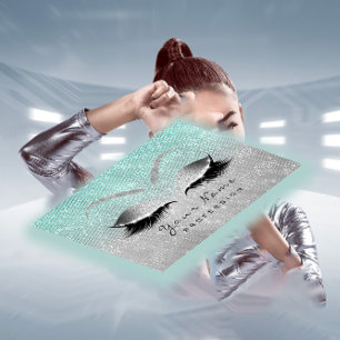 Makeup Eyes Lashes Glitter Silver Grey Blue Aqua Appointment Card