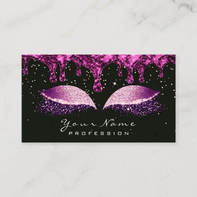Makeup Eyes Lashes Glitter Wax Glitter Gold Pink Business Card (Front)