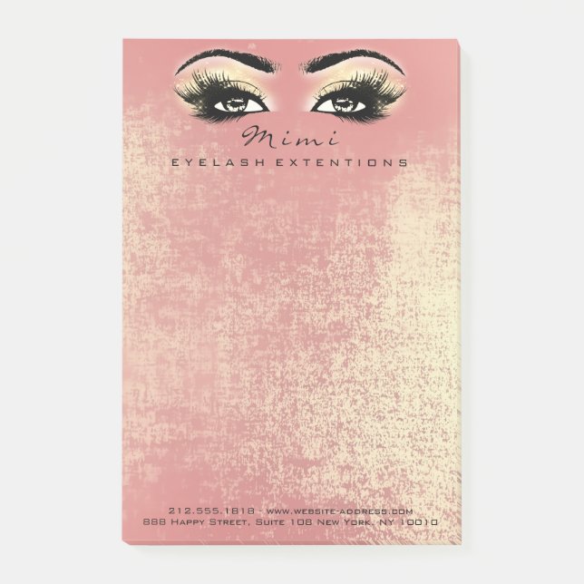 Makeup Eyes Lashes Peach Name Web Telephone Number Post-it Notes (Front)