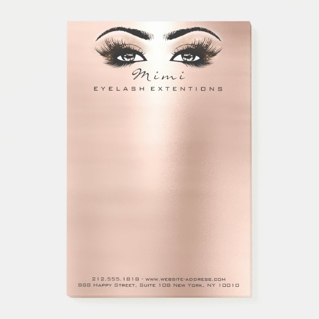 Makeup Eyes Lashes Peach Name Web Telephone Number Post-it Notes (Front)