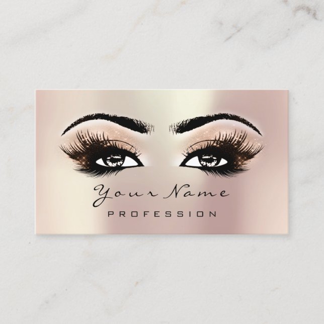 Makeup Eyes Lashes Pink Rose Gold Appointment Card (Front)