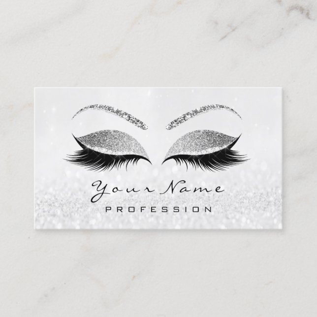 Makeup Eyes Lashes White  Grey Appointment Card (Front)