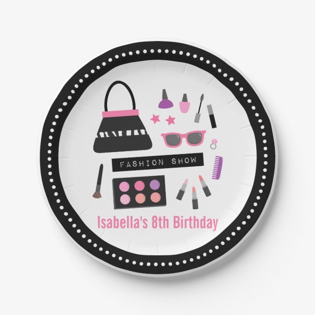 Makeup Fashion Show Birthday Party Supplies Paper Plate (Front)