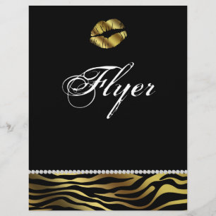 Makeup Flyer Hair Salon Nail Zebra Silver & Gold