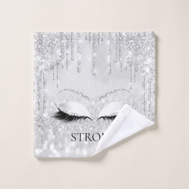 Makeup Glitter Eyes Drips Silver Grey Strong. Name Wash Cloth (Wash Cloth)