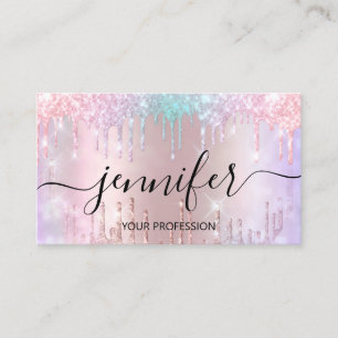 Makeup Glitter Lash Hair Nail Holograph Drips Rose Business Card