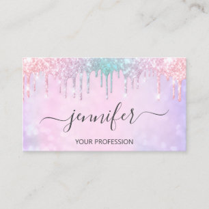 Makeup Glitter Lash Hair Nails Holographic Unicorn Business Card