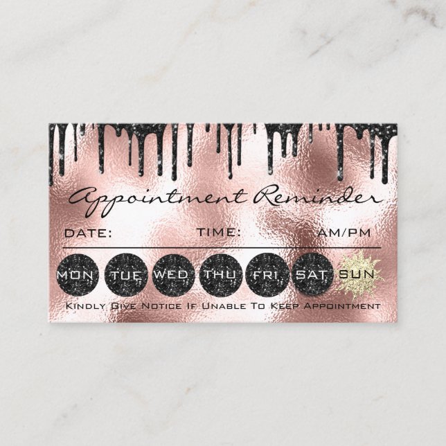 Makeup Hair Appointment Reminder Black Punches Business Card (Front)