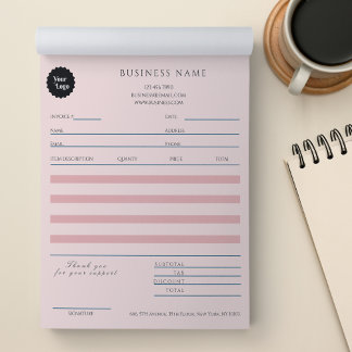 Makeup Hair Beauty Salon Rose Gold Invoice Sales Notepad
