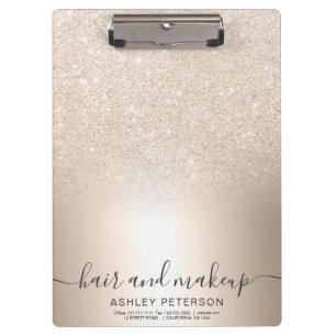 Makeup hair chic gold glitter ombre metallic foil clipboard
