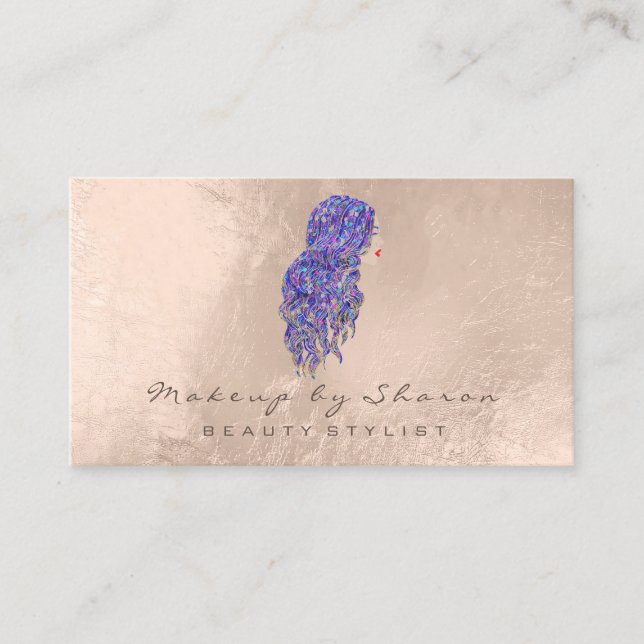 Makeup Hair Dresser Lashes Mermaid Ivory Rose Business Card (Front)