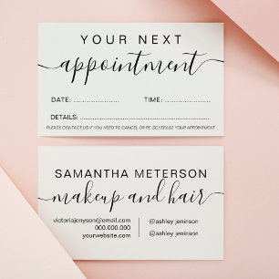 Makeup hair minimalist black and white simple appointment card