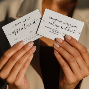 Makeup hair minimalist grey and white simple appointment card