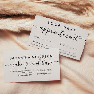 Makeup hair minimalist light grey simple appointment card