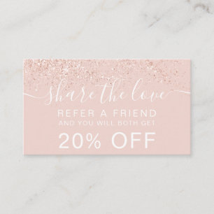 Makeup hair rose gold glitter blush share the love referral card