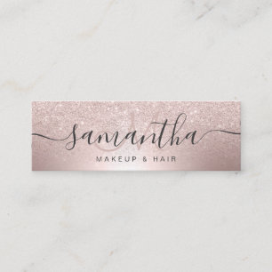 Makeup hair Rose gold glitter ombre metallic foil Mini Business Card