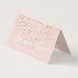 Makeup hair rose gold glitter pastel appointment business card