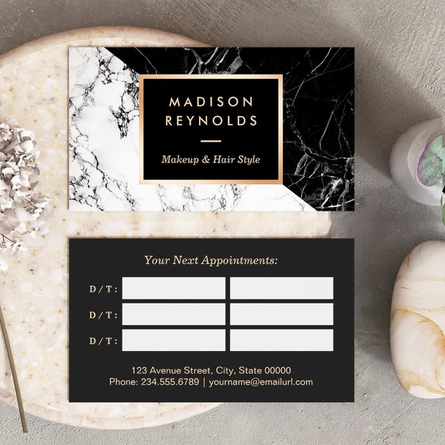 Makeup & Hair Salon Black White Marble Appointment (Creator Uploaded)