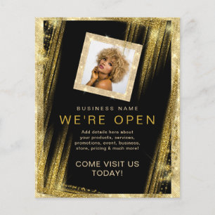 Makeup Hair Salon Custom Photo Black Gold Unique Flyer