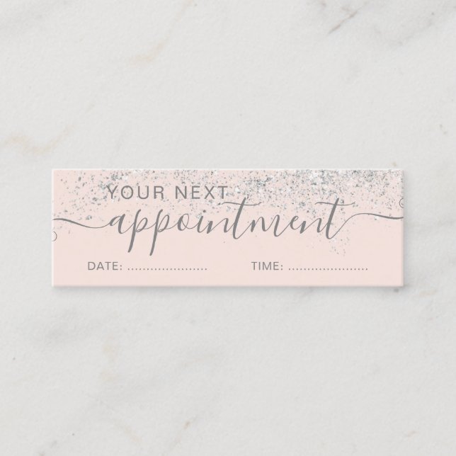 Makeup hair silver glitter blush appointment mini business card (Front)