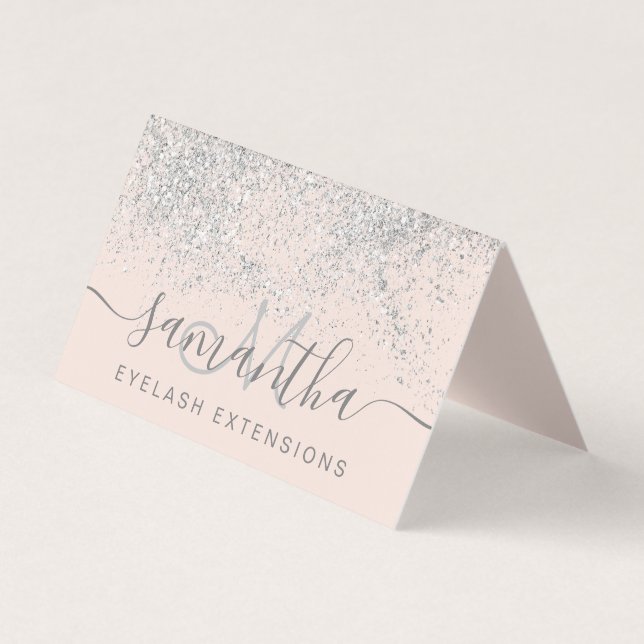 Makeup hair silver glitter pastel eye aftercare business card (Front)