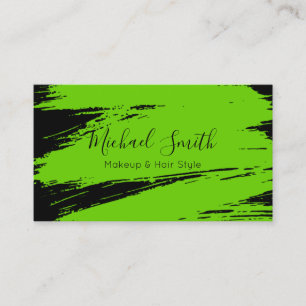 Makeup Hair Style Modern Green Brush Stroke Business Card