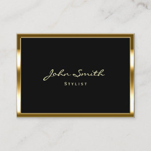 Makeup & Hair Stylist Elegant Gold Border Modern Business Card