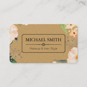 Makeup & Hair Stylist Elegant Vintage Floral #2 Business Card