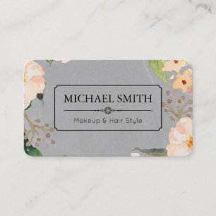 Makeup & Hair Stylist Elegant Vintage Floral #5 Business Card