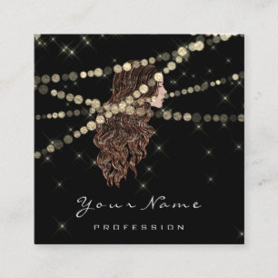 Makeup Hairdresser Lashes Mermaid Square Black Square Business Card