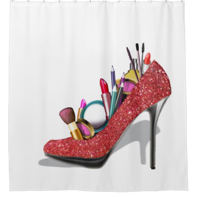Makeup High Heels Stilettos Fashion Shower Curtain (Front)