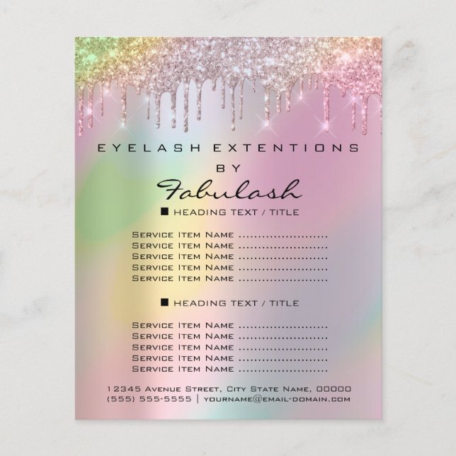 Makeup Holograph Salon Rose Glitter Flyer  Drips (Front)