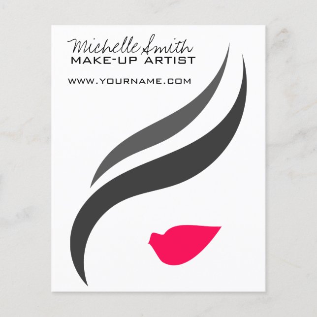 Makeup Icon Woman face in black white pink lips Flyer (Front)