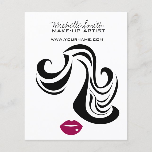 Makeup Icon Woman face in black white pink lips Flyer (Front)