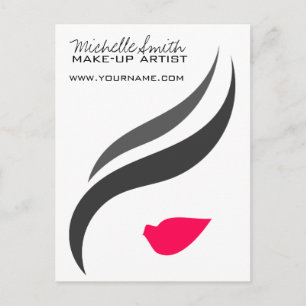 Makeup Icon Woman face in black white pink lips Postcard