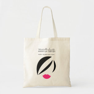 Makeup Icon Woman face in black white pink lips Tote Bag