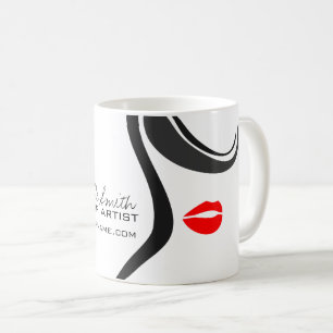 Makeup Icon Woman face in black white red lips Coffee Mug