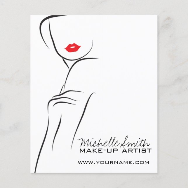 Makeup Icon Woman face in black white red lips Flyer (Front)