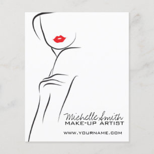 Makeup Icon Woman face in black white red lips Flyer